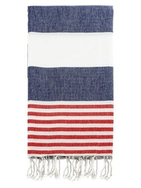 Brand New Swan Comfort 100% Navy Red Cotton Pestemal Turkish Bath & Beach Towel